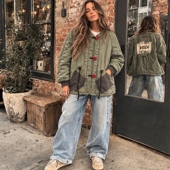 military issue Jackets & Blazers - Vintage Military Liner L Jacket Green VOZA Rework Upcycled Streetwear Indie